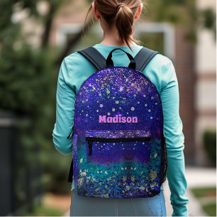 Niedlicher lila türkisfarbiger Glitzer Bedruckter Rucksack