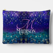 Niedlicher lila türkisfarbiger Glitzer Zubehörtasche (Vorderseite)