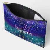 Niedlicher lila türkisfarbiger Glitzer Zubehörtasche (Offen)