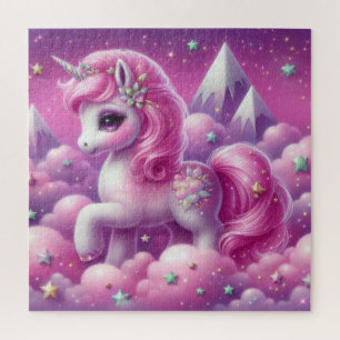 Niedlicher lila und rosa Glitzer hell einhorn Puzzle