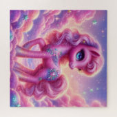 Niedlicher lila und rosa Glitzer hell einhorn Puzzle (Horizontal)