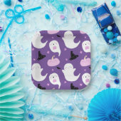 Niedlicher Lila und rosa Halloween Geburtstag Pappteller (Party)