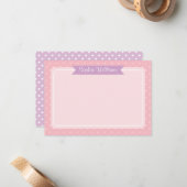 Niedlicher Lila und rosa Polka Dot Personalisierte Mitteilungskarte (Vorderseite/Rückseite Beispiel)