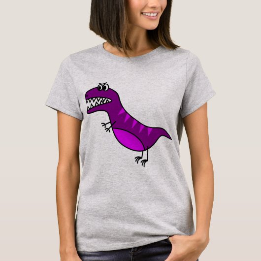 Niedlicher lila verärgerter Dinosaurier T-Shirt (Vorderseite)