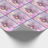 Niedlicher Lila Vogel Daisy Personalisierter Gebur Geschenkpapier (Ecke)