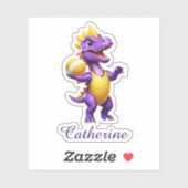 Niedlicher lila Volleyballdinosaurier Aufkleber (Blatt)