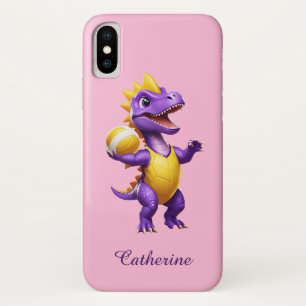 Niedlicher lila Volleyballdinosaurier Case-Mate iPhone Hülle