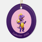 Niedlicher lila Volleyballdinosaurier Keramik Ornament (Links)
