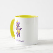 Niedlicher lila Volleyballdinosaurier Tasse (Vorderseite Links)