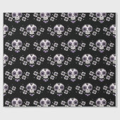 Niedlicher Lila Zuckerkull Dia de Los Muertos Flor Geschenkpapier (Flach)