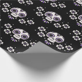 Niedlicher Lila Zuckerkull Dia de Los Muertos Flor Geschenkpapier (Ecke)