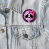 Niedlicher lila Zuckerschädel Button (Beispiel)