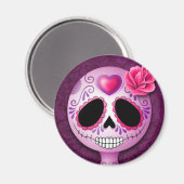 Niedlicher Lila Zuckerschädel Magnet (Vorderseite/Rückseite)