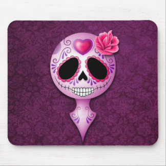 Niedlicher lila Zuckerschädel Mousepad