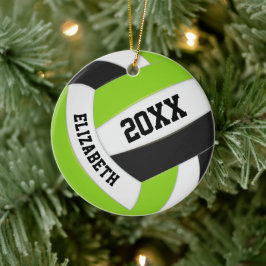 niedlicher Limoner Schwarz-weißer Girl-Volleyball Keramik Ornament