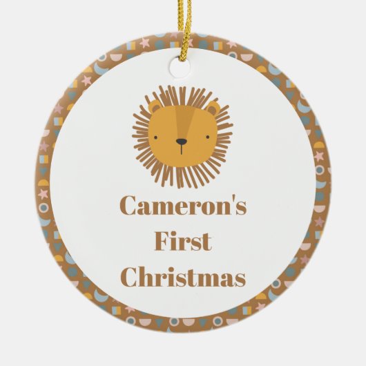 Niedlicher Lion Baby Kids Animal Custom First Chri Keramik Ornament (Vorne)