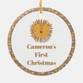 Niedlicher Lion Baby Kids Animal Custom First Chri Keramik Ornament (Hinten)