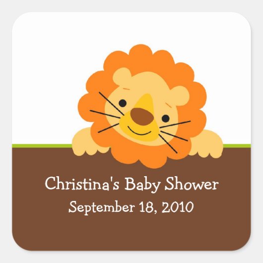 Niedlicher Lion Baby Shower Square Sticker! Quadratischer Aufkleber (Vorderseite)