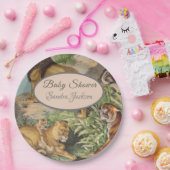 Niedlicher Lion Cat Dusty Blue Boyl Baby Dusche Pappteller (Party)