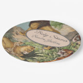 Niedlicher Lion Cat Dusty Blue Boyl Baby Dusche Pappteller (Schrägansicht)