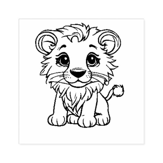 Niedlicher Lion Cub Kontur Cartoon Zeichnend Gummistempel (Prägung)