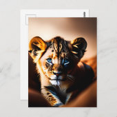 Niedlicher Lion Cub mit blauen Augen Postkarte (Vorne/Hinten)
