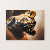 Niedlicher Lion Cub mit blauen Augen Puzzle (Horizontal)