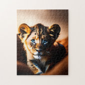 Niedlicher Lion Cub mit blauen Augen Puzzle (Vertikal)