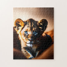 Niedlicher Lion Cub mit blauen Augen