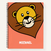 Niedlicher Lion Head | Monogram, Simple Cartoon Na Notizblock (Vorderseite)