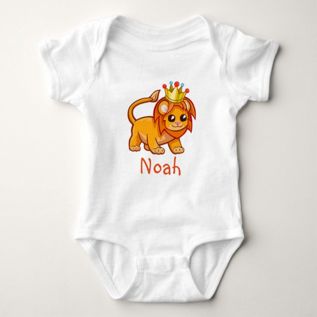 Niedlicher Lion King Crown Jungle TierBaby Name Baby Strampler (Vorderseite)