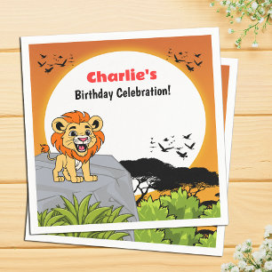 Niedlicher Lion Safari Tropischer Dschungel Cartoo Serviette