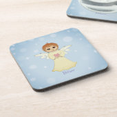 Niedlicher Little Angel & Calligraphy auf Light Bl Getränkeuntersetzer (Linke Seite)