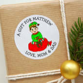 Niedlicher Little Elf zu und von der Geschenkmarke Runder Aufkleber