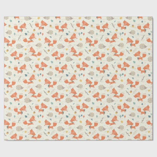 Niedlicher Little Fox und Igel mit Herbstlauben Geschenkpapier (Flach)
