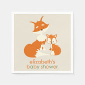 Niedlicher Little Fox und Mama Babyduschpapier Nap Serviette (Vorderseite)