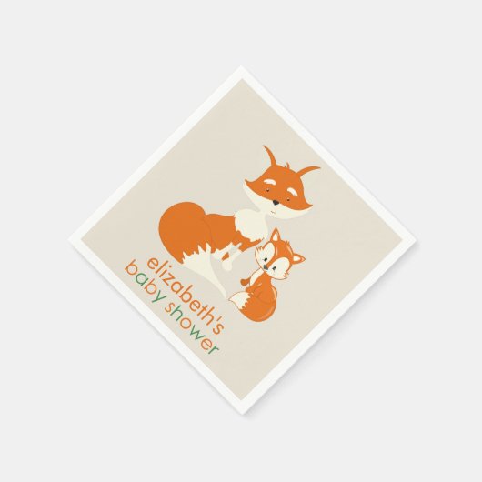 Niedlicher Little Fox und Mama Babyduschpapier Nap Serviette (Ecke)