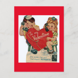 Niedlicher Little Sailor mit Girl Valentine Postkarte