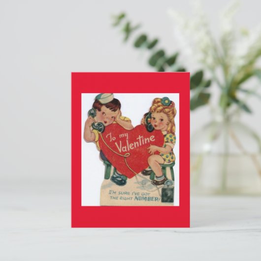 Niedlicher Little Sailor mit Girl Valentine Postkarte (Stehend Vorderseite)