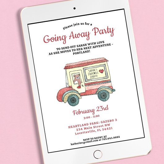 Niedlicher LKW-Bär, der weg fährt Party Einladung