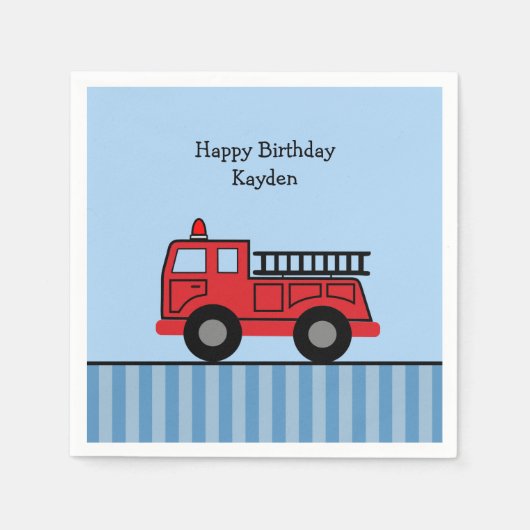 Niedlicher LKW Personalisiert Geburtstag Serviette (Vorderseite)