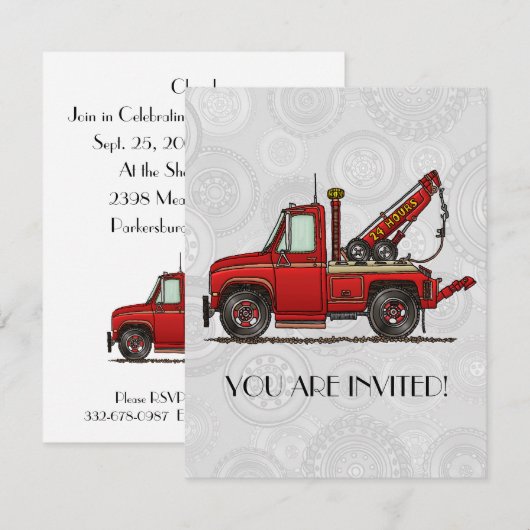 Niedlicher LKW-Recker Einladung (Vorne/Hinten)