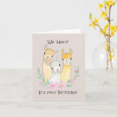 Niedlicher Llama Alpaca Funny Animal Pub zum Gebur Karte (Gelbe Blume)