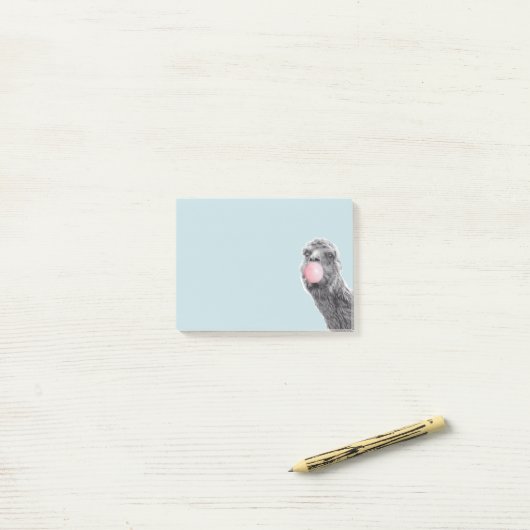 Niedlicher Llama Alpaca mit Bubble Gum Post-it Klebezettel (Auf Schreibtisch)