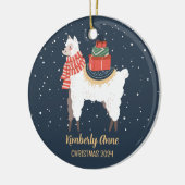 Niedlicher Llama Alpaca Weihnachtsschnee Winterurl Keramik Ornament (Links)