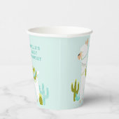 Niedlicher Llama Fun Aqua 1. Geburtstag Party Pappbecher (Rechts)