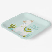 Niedlicher Llama Fun Aqua 1. Geburtstag Party Pappteller (Gewinkelt)