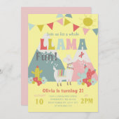 Niedlicher Llama Fun Kindergeburtstag als angespro Einladung (Vorne/Hinten)