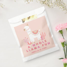 Niedlicher Llama Fun Pink 1. Geburtstag Party Geschenktütchen