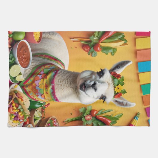 Niedlicher Llama Geschirrtuch (Horizontal)